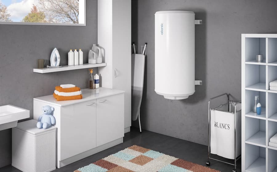 Chauffe-eau Atlantic installé dans une buanderie par Plomb’Up à Soignies